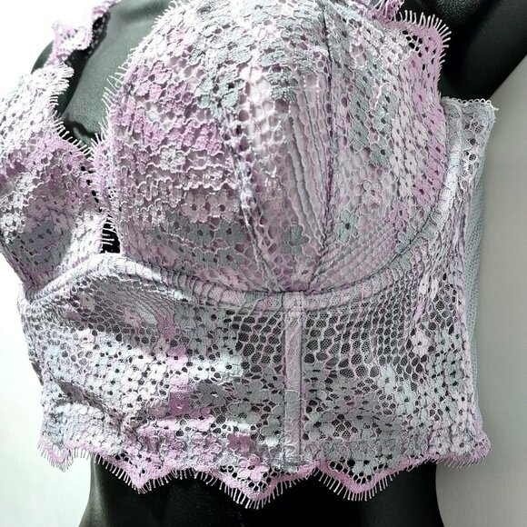 Victoria's Secret Dream Angel Lace Bra Bralette Pink Gray Lavender, Size 36C - Picture 2 of 13
